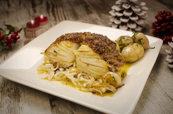 Lombos de bacalhau com crosta de broa de milho