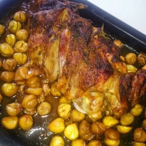 Perna de cabrito assado